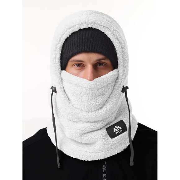 Fleece Balaclava Ski White Mask Men Women Winter Face Mask Windproof Hood Neck - Picture 2 of 7